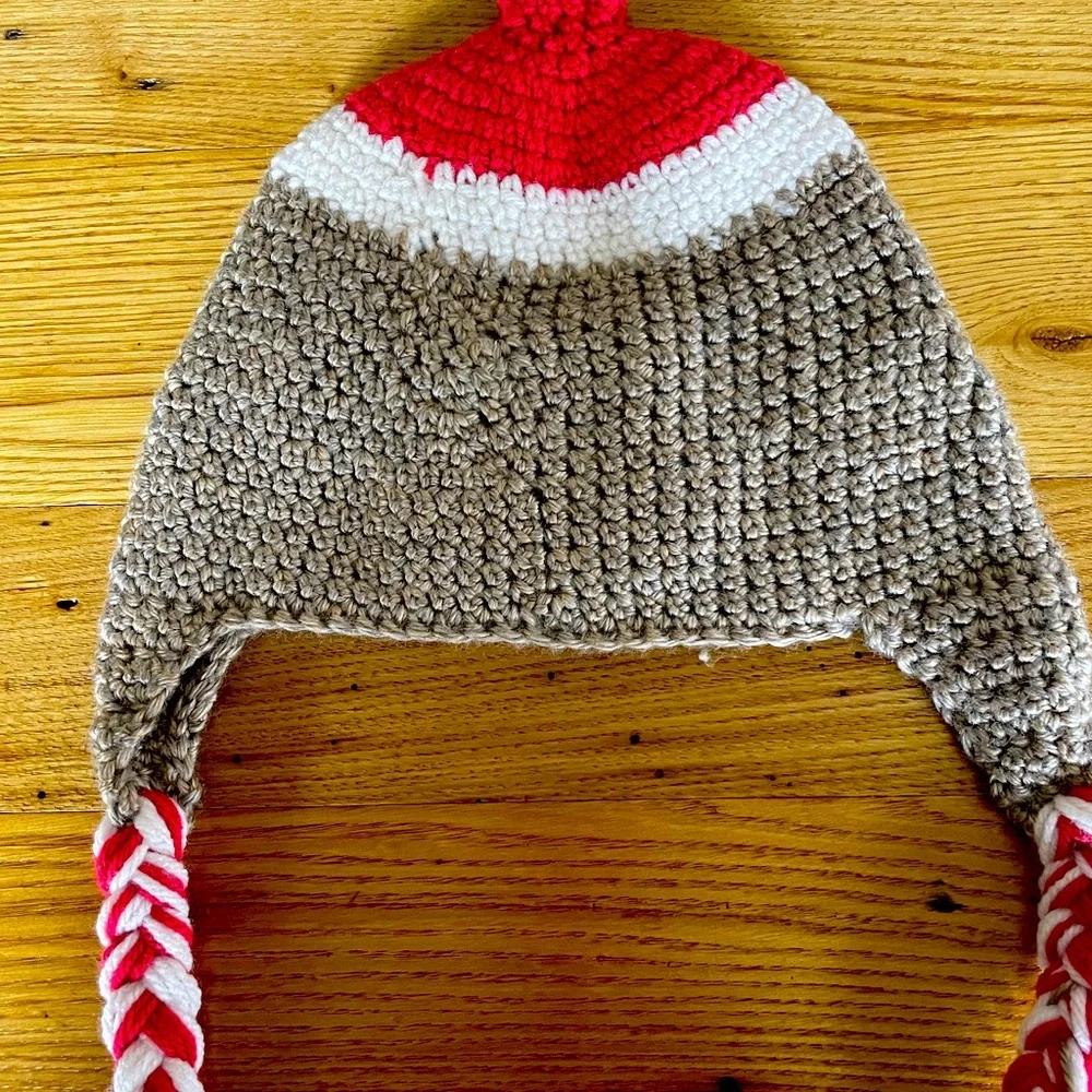 3 Handmade Sock Monkey Hats - Adult One Size